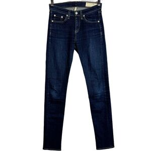 Rag and Bone High Rise Skinny Leg Jeans Dark Blue Wash Stretch Denim 25